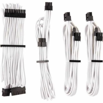 Picture of Corsair Premium Individually Sleeved PSU Cables Starter Kit Type 4 Gen 4 - White - For Power Supply - White - 4