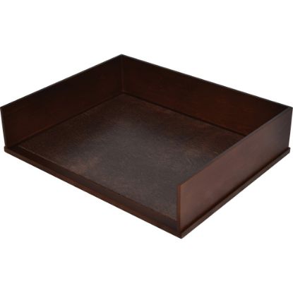 Picture of Victor Heritage Wood Stacking Letter Tray - 1 Compartment(s) - 3.1in Height x 13.2in Width x 10.6in Depth - Desktop - Natural - Faux Leather, Wood - 1 Each