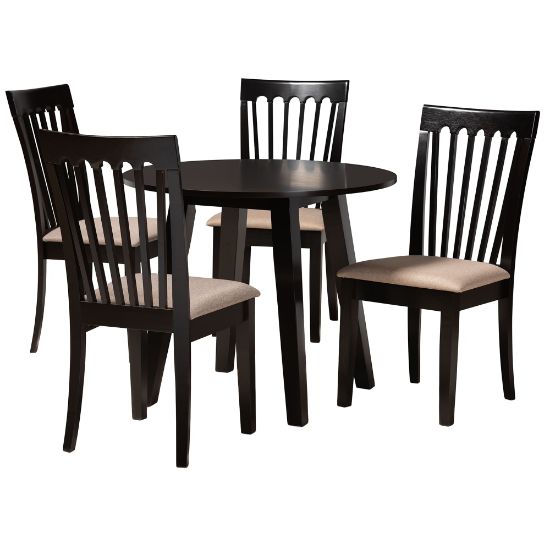 Picture of Baxton Studio Maisie Dining Set, 29-15/16inH x 35-7/16inW x 35-7/16inD, Sand/Dark Brown