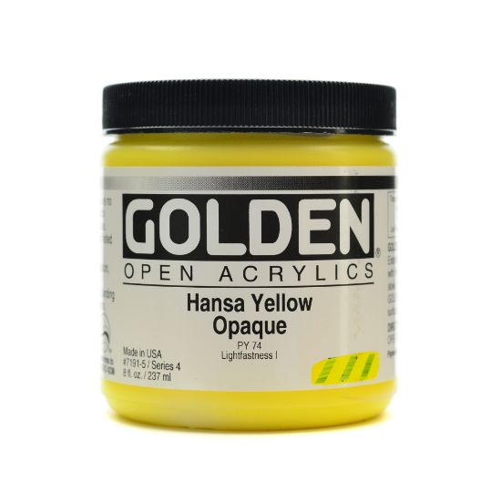 Picture of Golden OPEN Acrylic Paint, 8 Oz Jar, Hansa Yellow Opaque