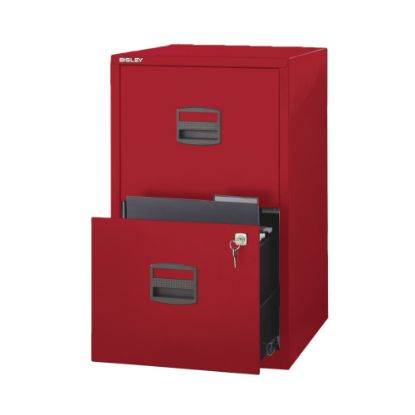 Picture of Bisley 14-13/16inD Vertical 2-Drawer Under-Desk File Cabinet, Red