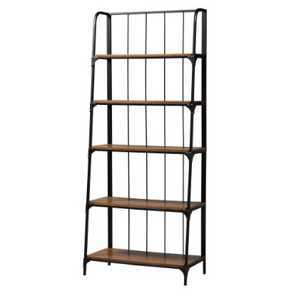 Picture of Baxton Studio Ceren 79inH 5-Tier Living Room Ladder Shelf, Brown/Black