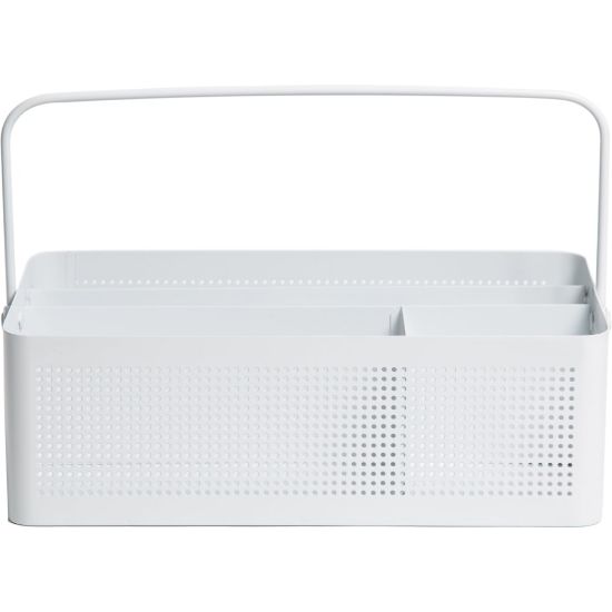 Picture of U Brands Modern Perforated Metal Desk Caddy, 3-15/16inH x 12-5/16inW x 6-15/16inD, White