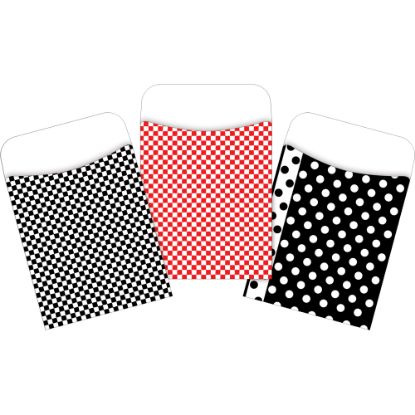 Picture of Barker Creek Peel & Stick Library Pockets, 3-1/2in x 5-1/8in, Red/Black Classic, Set Of 90 Pockets