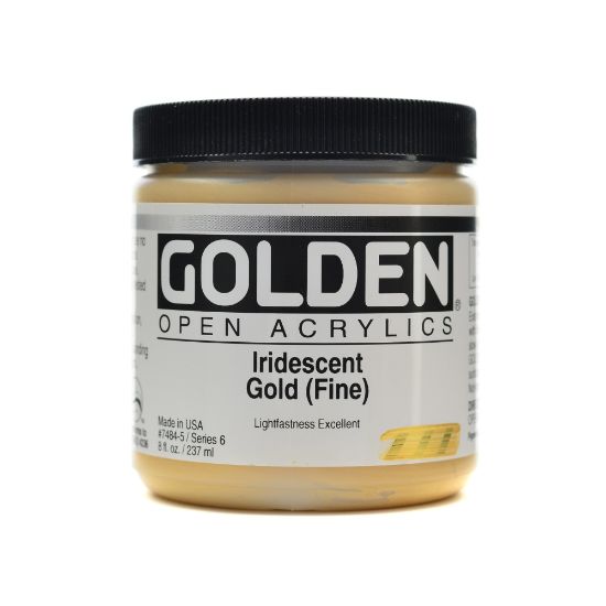 Picture of Golden OPEN Acrylic Paint, 8 Oz Jar, Iridescent Bright Gold (Fine)