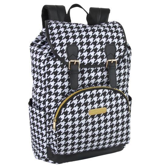 Picture of Jessica Simpson Drawstring Travel Backpack With 15in Laptop Pocket, Houndstooth