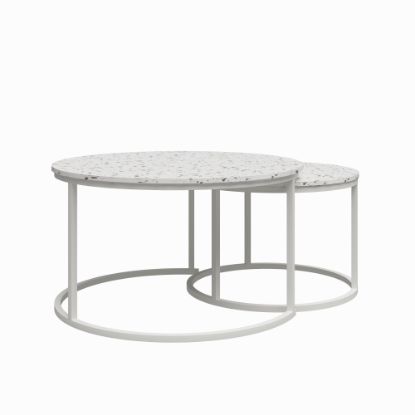 Picture of Ameriwood Home Amelia Nesting Coffee Tables, 18inH x 31-1/2inW x 31-1/2inD, White/Terrazzo, Set Of 2 Tables