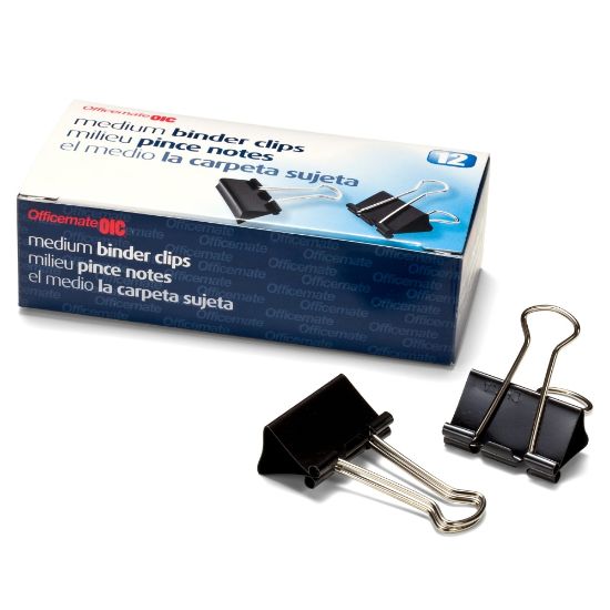 Picture of OIC Binder Clips, Medium, 1 1/4in, Black, Box Of 12