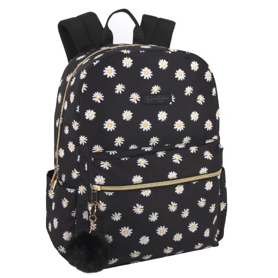 Picture of Jessica Simpson Daisy Pom-Pom Travel Backpack With 15in Laptop Pocket, Black