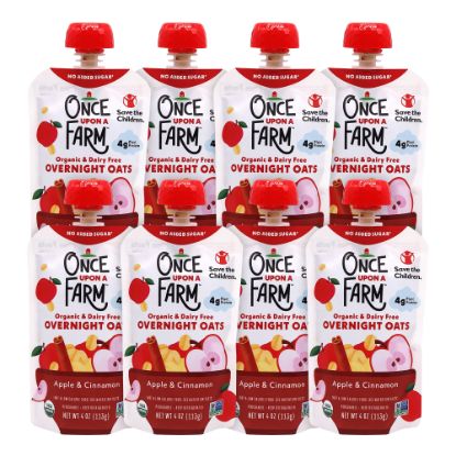 Picture of Once Upon A Farm Apple Cinnamon Overnight Oats, 4 Oz, Pack Of 8 Pouches