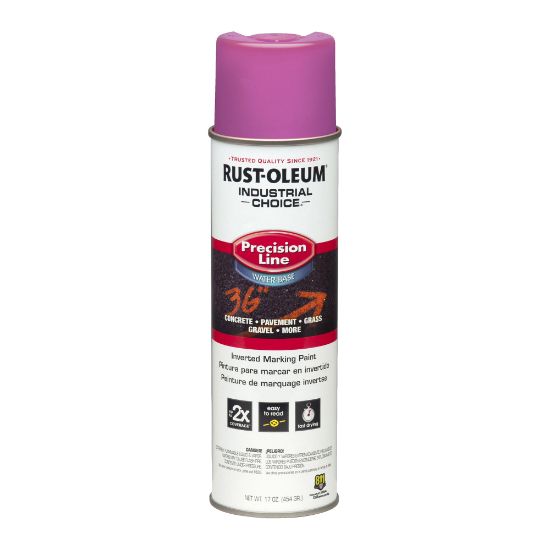 Picture of Rust-Oleum Industrial Choice M1800 System Water-Based Precision Line Inverted Marking Paint, 17 Oz, Safety Purple, Pack Of 12 Cans