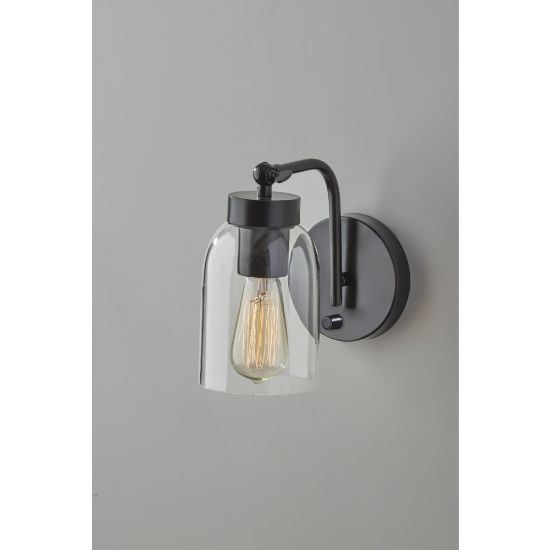 Picture of Adesso Bristol Wall Lamp, 9inH x 5inW, Clear Shade/Black Base