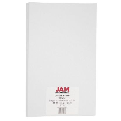 Picture of JAM Paper Vellum Bristol Card Stock, White, Legal (8.5in x 14in), 67 Lb, Pack Of 50