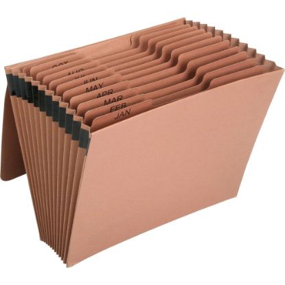 Picture of SKILCRAFT 12-pocket Flap Close Expanding File - Letter - 8 1/2in x 11in Sheet Size - 12 Pocket(s) - Kraft - Brown - Recycled - 1 Each