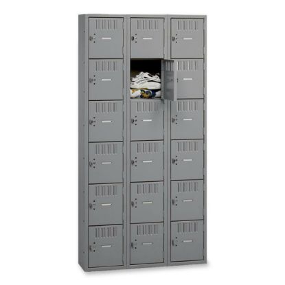 Picture of Tennsco Six-Tier Box Locker, 3-Wide, 72inH x 36inW x 18inD, Medium Gray