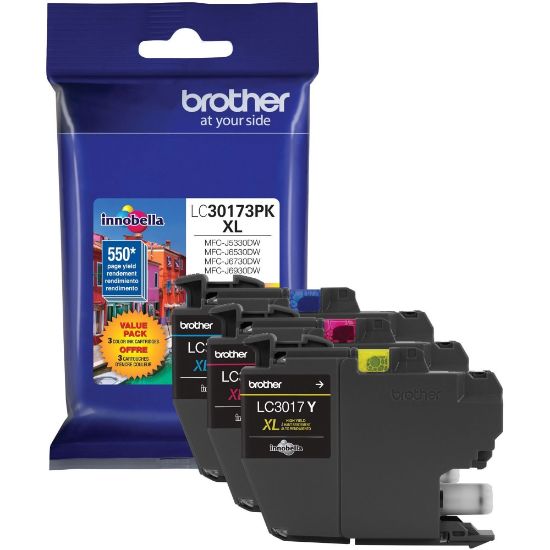 Picture of Brother LC30173PK Original Ink Cartridge - Cyan, Magenta, Yellow - Inkjet - High Yield - 550 Pages Cyan, 550 Pages Magenta, 550 Pages Yellow - 1 / Pack