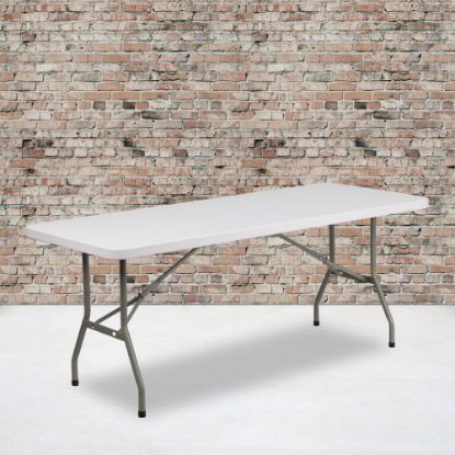 Picture of Flash Furniture Elon Plastic Folding Table, 29inH x 30inW x 72inD, Granite White