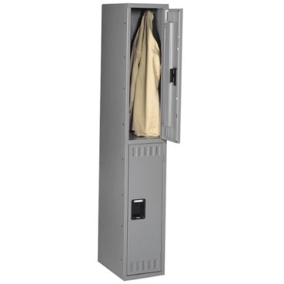 Picture of Tennsco Double-Tier Locker, 1 Wide, 72inH x 12inW x 18inD, Medium Gray