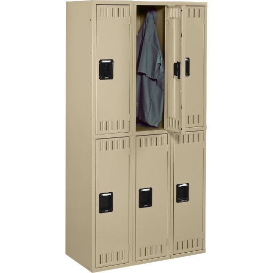 Picture of Tennsco Double-Tier Locker, 3 Wide, 72inH x 36inW x 18inD, Sand