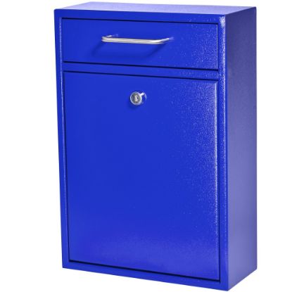 Picture of Mail Boss Locking Security Drop Box, 16-1/4inH x 11-1/4inW x 4-3/4inD, Bright Blue