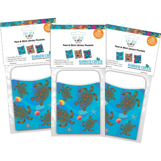 Picture of Barker Creek Peel & Stick Library Pockets, 3-1/2in x 5-1/8in, Kai Ola, Set Of 90 Pockets