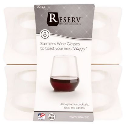 Picture of WNA Stemless Plastic Wine Glasses, 12 Oz, Clear, Case Of 64