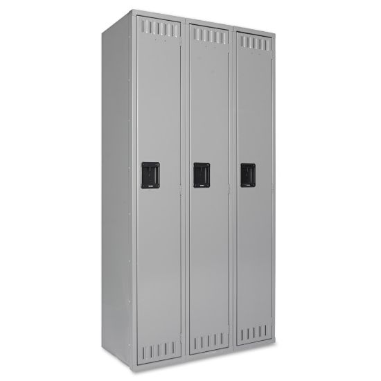 Picture of Tennsco Single-Tier Locker, 3-Wide, 72inH x 36inW x 18inD, Medium Gray