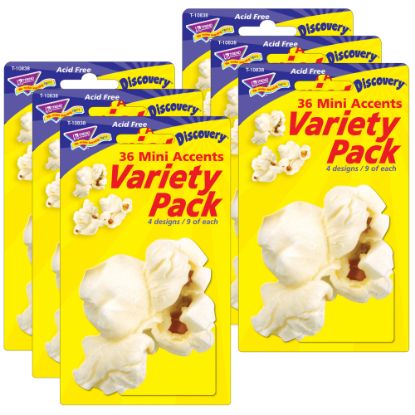 Picture of Trend Mini Accents Variety Pack, Popcorn, 36 Pieces Per Pack, Set Of 6 Packs