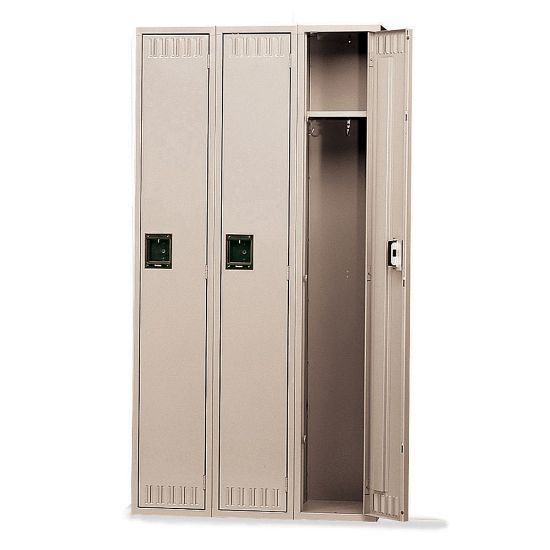 Picture of Tennsco Single-Tier Locker, 3-Wide, 72inH x 36inW x 18inD, Sand