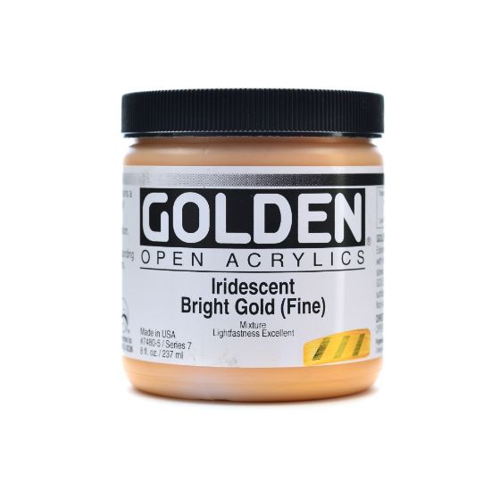 Picture of Golden OPEN Acrylic Paint, 8 Oz Jar, Iridescent Gold (Fine)