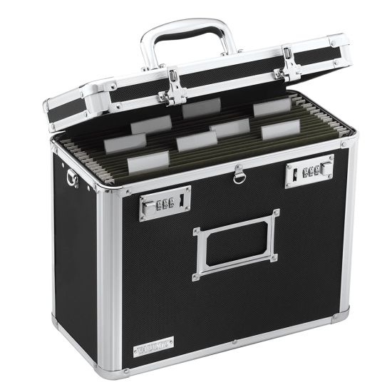 Picture of Vaultz Locking Storage File Tote, Letter Size, 12 1/4in x 13 3/4in x 7 1/4in, Black