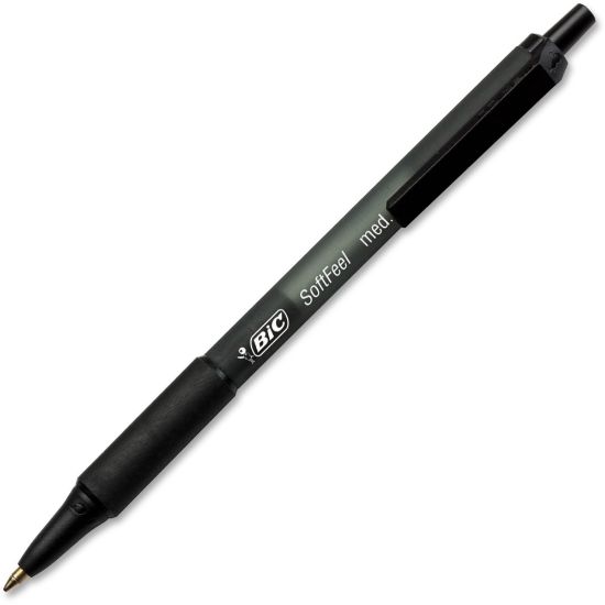 Picture of BIC Soft Feel Retractable Ballpoint Pens, Medium Point, 1.0mm, Black Barrel, Black Ink, Pack Of 36 Pens