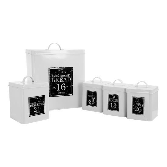 Picture of MegaChef 5-Piece Canister Set, White/Black