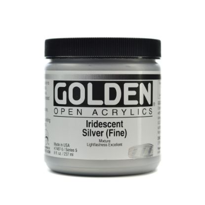 Picture of Golden OPEN Acrylic Paint, 8 Oz Jar, Iridescent Silver (Fine)