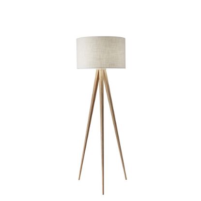 Picture of Adesso Director Floor Lamp, 60 1/4inH, White Shade/Natural Base