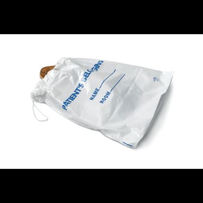 Picture of Medline Drawstring Patient Belonging Bags, 18inH x 20inW x 4inD, White, 25 Per Pack, Case Of 10