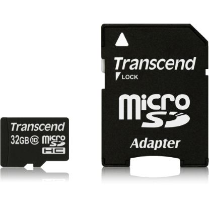 Picture of Transcend - Flash memory card (microSDHC to SD adapter included) - 32 GB - Class 10 - microSDHC