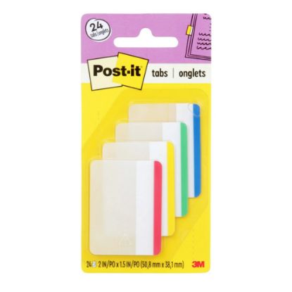 Picture of Post-it Durable Tabs, 2 in. x 1.5 in. Pack of 24 Tabs, Beige, Green, Red, Canary Yellow