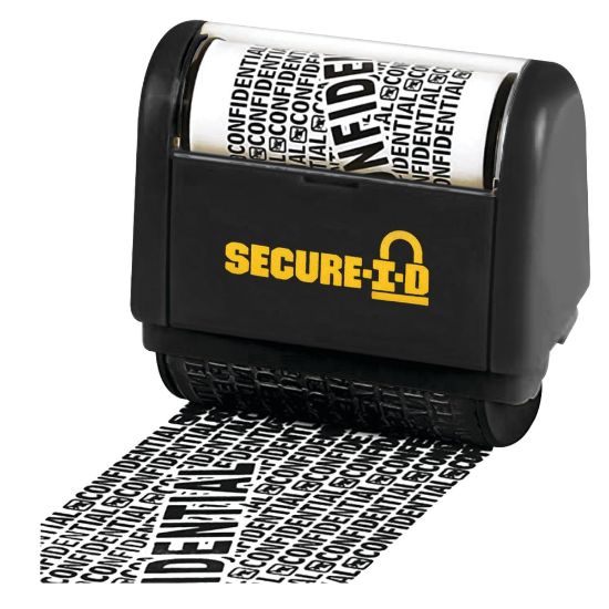 Picture of COSCO Secure-I-D Security Roller Stamp, 3inH x 1-1/2inW x 3-1/8inD, Black