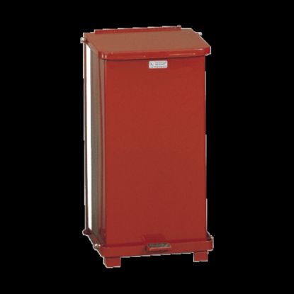 Picture of United Receptacle Defenders Steel Step Can, 12 Gallons, 23in x 12in x 12in, Red