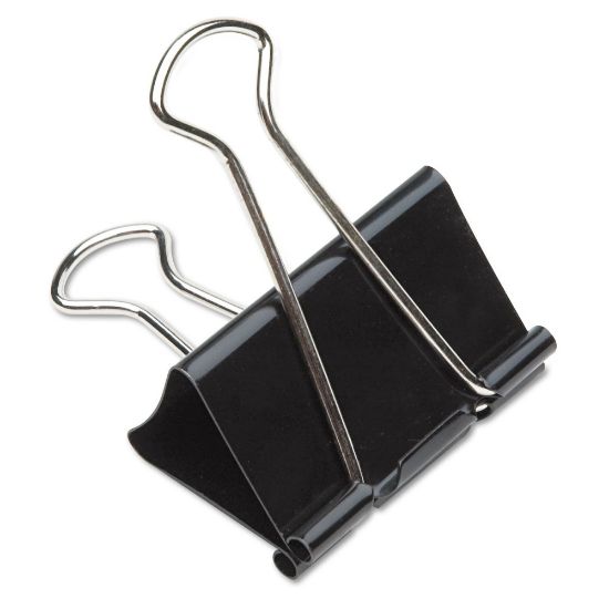 Picture of SKILCRAFT Binder Clips, 1in, Black/Silver, Box Of 12 (AbilityOne 7510-00-285-5995)