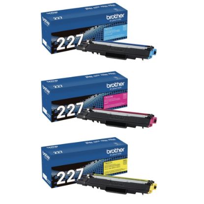 Picture of Brother TN227 Cyan; Magenta; Yellow High Yield Toner Cartridges, Pack Of 3, TN227CMY-OD