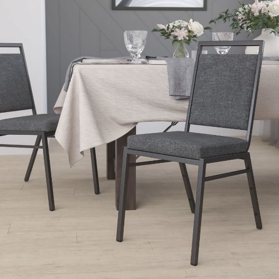 Picture of Flash Furniture HERCULES Square-Back Stacking Banquet Chair, Dark Gray/Silver