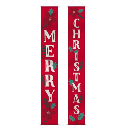 Picture of Amscan 671212 Traditional Christmas Hanging Flags, 13-1/2in x 72in, Red, Set Of 2 Flags