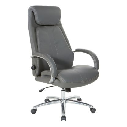 Picture of Office Star Pro-Line II Bonded Leather High-Back Deluxe Executive Chair, Gray/Chrome