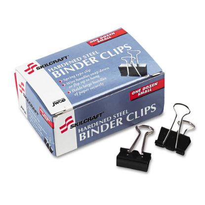 Picture of Binder Clips, 1/4in, Black/Silver, Box Of 12 (AbilityOne 7510-00-282-8201)