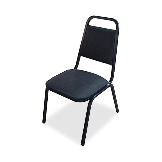 Picture of Lorell Banquet Stack Chair, Vinyl, Black, Set Of 4