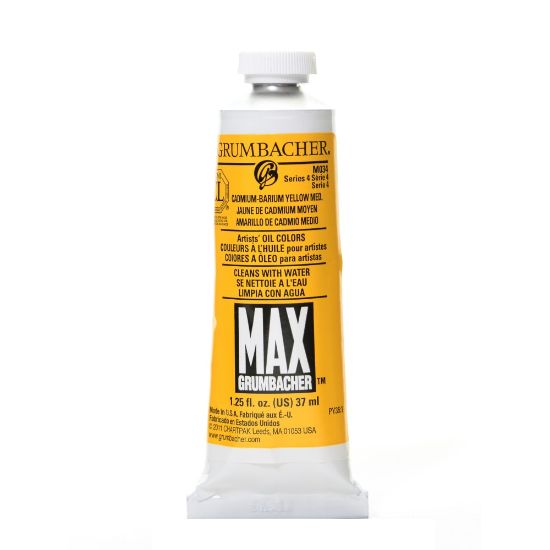 Picture of Grumbacher Max Water Miscible Oil Colors, 1.25 Oz, Cadmium Barium Yellow Medium