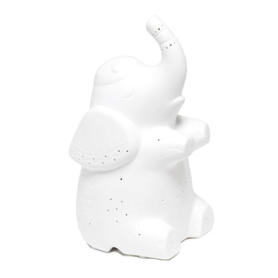 Picture of Simple Designs Porcelain Elephant-Shaped Table Lamp, 8-3/16inH, White