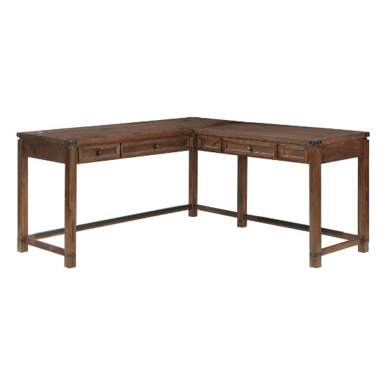 Picture of Office Star Baton Rouge Work Smart Sit-To-Stand 60inW L-Computer Desk, Brushed Walnut